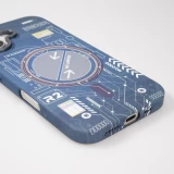Coque iPhone 16 - Futuriste avec design circuit, boutons int&eacute;gr&eacute;s & MagSafe compatible - Bleu