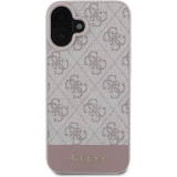 iPhone 16 Case Hülle - Guess 4G Muster mit goldenem 3D-Logo - Rosa