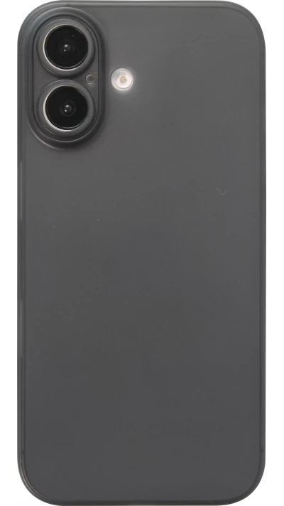 Coque iPhone 16 - Plastique ultra-fin texture mat semi-transparent - Noir