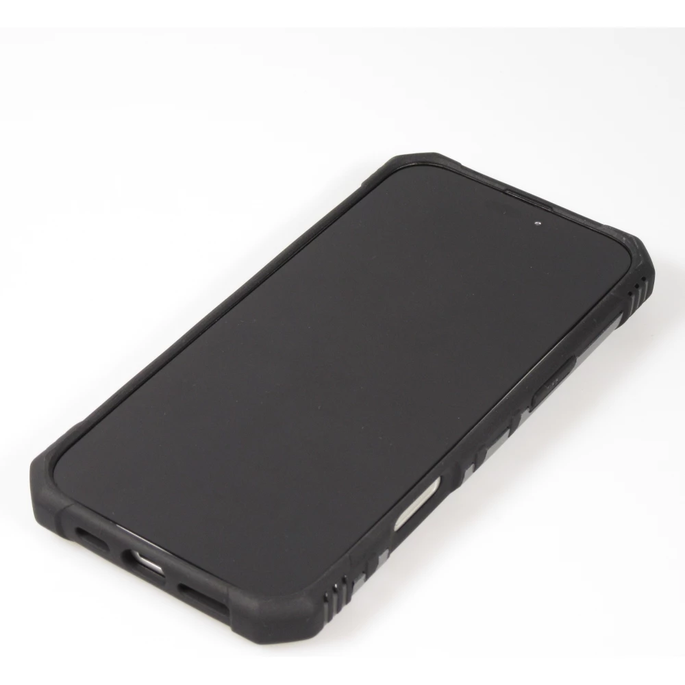 Coque iPhone 16 Pro - Armor avec protection des coins en silicone et anneau de soutien - Argent