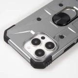 Coque iPhone 16 Pro - Armor avec protection des coins en silicone et anneau de soutien - Argent