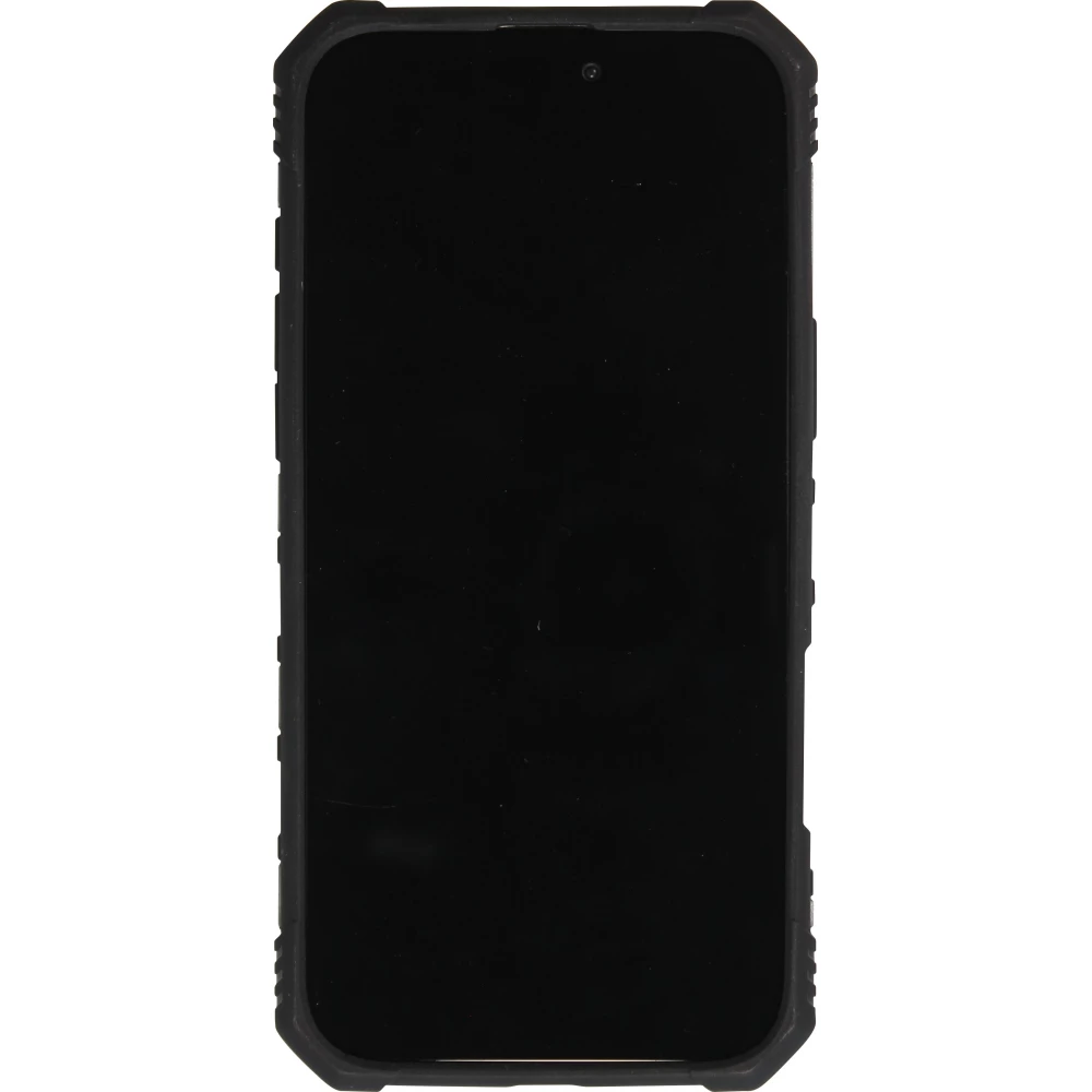 Coque iPhone 16 Pro - Armor avec protection des coins en silicone et anneau de soutien - Noir