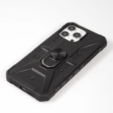 Coque iPhone 16 Pro - Armor avec protection des coins en silicone et anneau de soutien - Noir