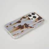 Coque iPhone 16 Pro - Effet rouille vintage en silicone rigide style industriel - Bleu