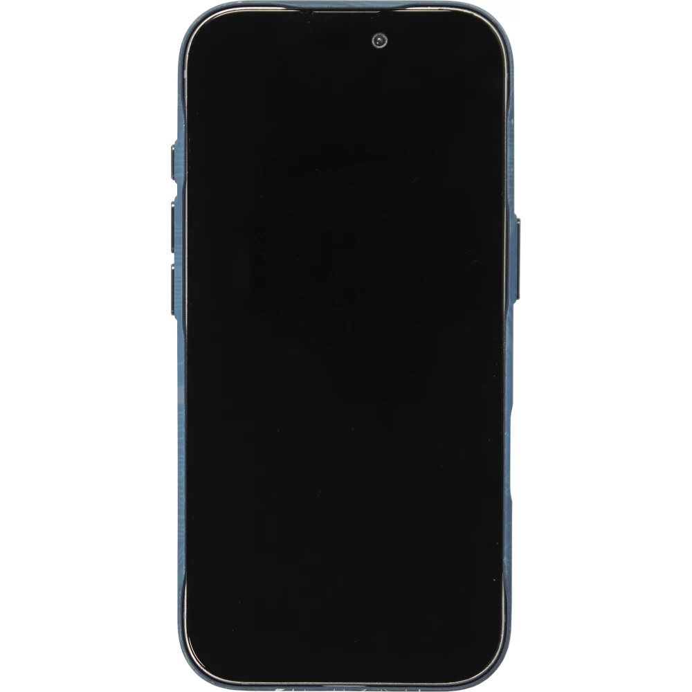 Coque iPhone 16 Pro - Futuriste avec design circuit, boutons int&eacute;gr&eacute;s & MagSafe compatible - Bleu