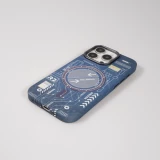Coque iPhone 16 Pro - Futuriste avec design circuit, boutons int&eacute;gr&eacute;s & MagSafe compatible - Bleu