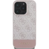 Coque iPhone 16 Pro - Guess pattern 4G avec logo 3D dor&eacute; - Rose