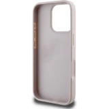 Coque iPhone 16 Pro - Guess pattern 4G avec logo 3D dor&eacute; - Rose