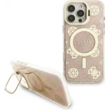 Coque iPhone 16 Pro Max - Guess magn&eacute;tique MagSafe avec plaques interchangeables (rose / brun / noir) et Camera Stand - Transparent