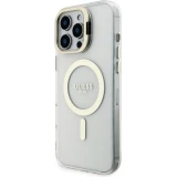 Coque iPhone 16 Pro Max - Guess magn&eacute;tique MagSafe avec plaques interchangeables (rose / brun / noir) et Camera Stand - Transparent