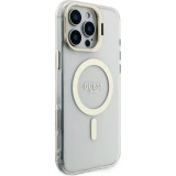 Coque iPhone 16 Pro Max - Guess magn&eacute;tique MagSafe avec plaques interchangeables (rose / brun / noir) et Camera Stand - Transparent