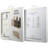Coque iPhone 16 Pro Max - Guess magn&eacute;tique MagSafe avec plaques interchangeables (rose / brun / noir) et Camera Stand - Transparent
