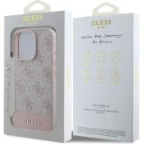 iPhone 16 Pro Max Case H&uuml;lle - Guess 4G Muster mit goldenem 3D-Logo - Rosa