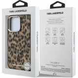 Coque iPhone 16 Pro Max -  Karl Lagerfeld IML l&eacute;opard MagSafe &eacute;l&eacute;gante - Brun