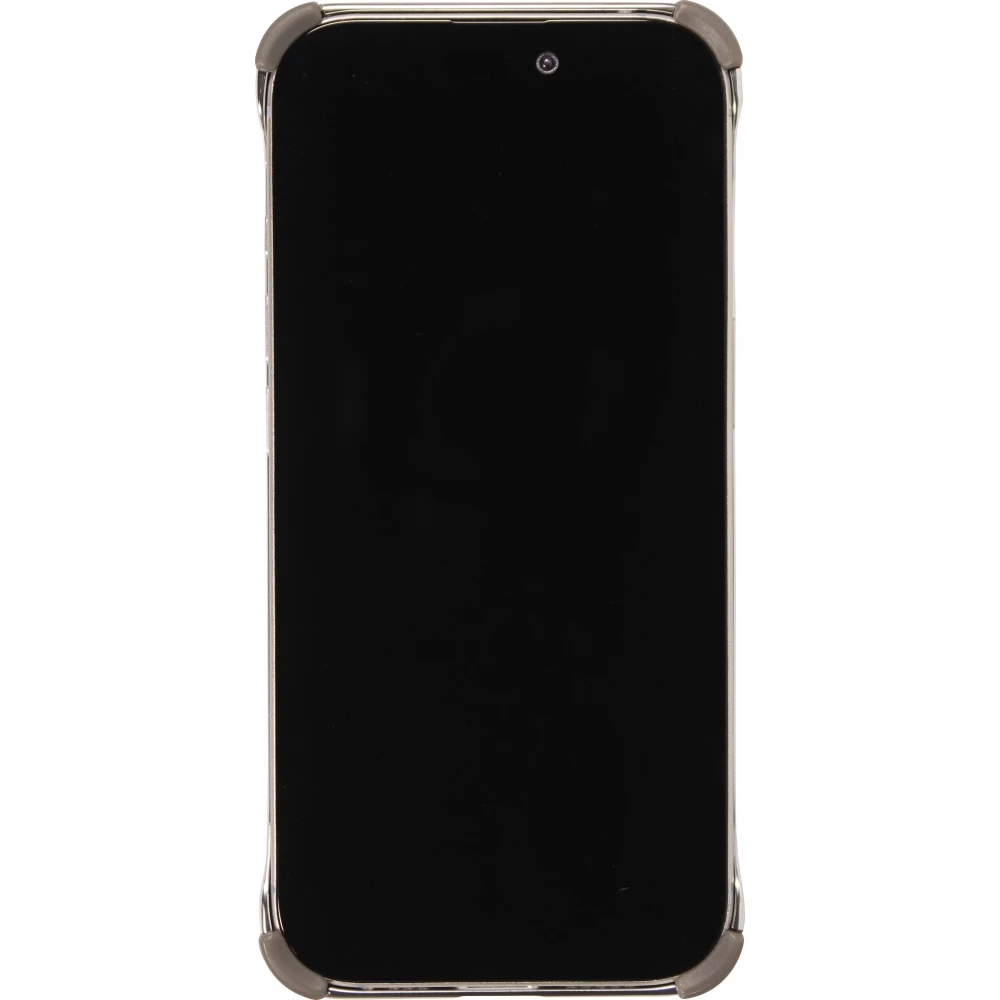 Coque iPhone 16 Pro Max - Motifs organiques Argent&eacute;es et support cam&eacute;ra int&eacute;gr&eacute; - Argent