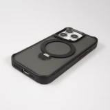 iPhone 16 Pro Max Case Hülle - Transparente Minimalistisch mit Drehring und Verstärkten Kanten - Schwarz