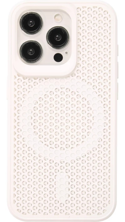 Coque iPhone 15 Pro Max - Ultra-légère et aérée avec look grille compatible MagSafe - Blanc