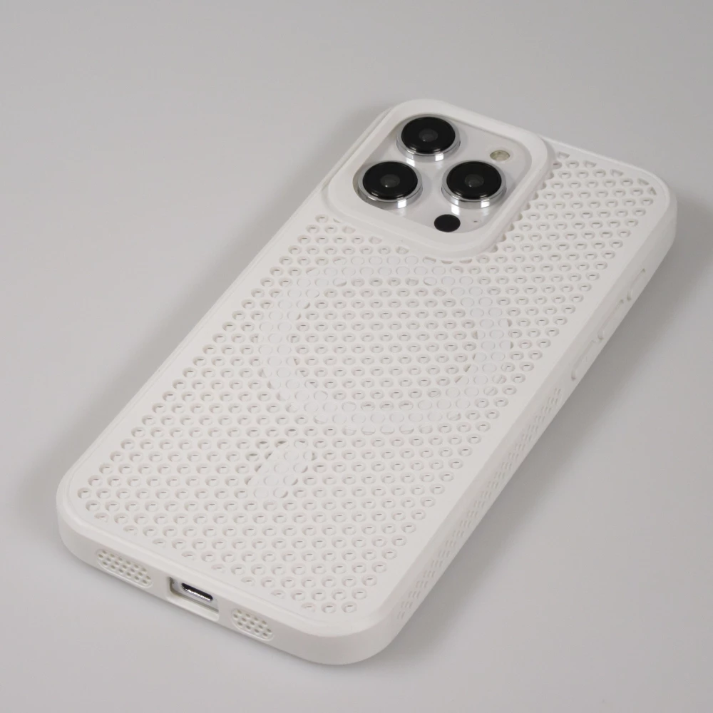 Coque iPhone 15 Pro Max - Ultra-légère et aérée avec look grille compatible MagSafe - Blanc