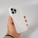 Coque iPhone 15 Pro Max - Ultra-légère et aérée avec look grille compatible MagSafe - Blanc