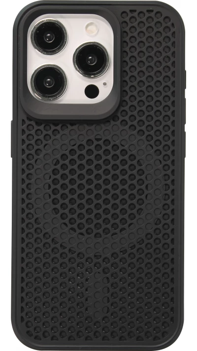 Coque iPhone 15 Pro Max - Ultra-légère et aérée avec look grille compatible MagSafe - Noir