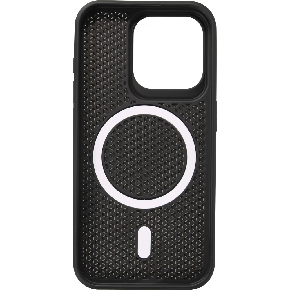 Coque iPhone 15 Pro Max - Ultra-légère et aérée avec look grille compatible MagSafe - Noir