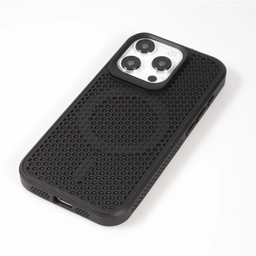 Coque iPhone 15 Pro Max - Ultra-légère et aérée avec look grille compatible MagSafe - Noir