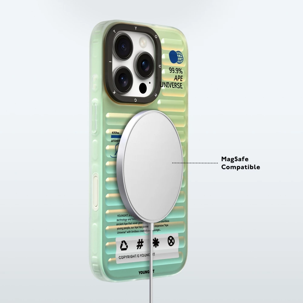 Coque iPhone 16 Pro Max - Youngkit effet iris&eacute; univers bleu avec reflets changeants - Bleu
