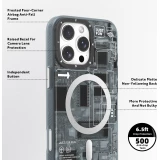 Coque iPhone 16 Pro Max - Youngkit silicone compatible MagSafe design circuit style puce &eacute;lectronique - Gris
