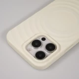 Coque iPhone 16 Pro - Silicone Soft Touch MagSafe avec vagues et lani&egrave;re - Blanc