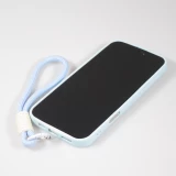 Coque iPhone 16 Pro - Silicone Soft Touch MagSafe avec vagues et lani&egrave;re - Bleu