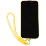 Coque iPhone 16 Pro - Silicone Soft Touch MagSafe avec vagues et lani&egrave;re - Jaune