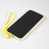 Coque iPhone 16 Pro - Silicone Soft Touch MagSafe avec vagues et lani&egrave;re - Jaune