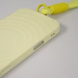 Coque iPhone 16 Pro - Silicone Soft Touch MagSafe avec vagues et lani&egrave;re - Jaune