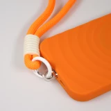 Coque iPhone 16 Pro - Silicone Soft Touch MagSafe avec vagues et lani&egrave;re - Orange