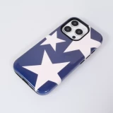 Coque iPhone 16 Pro - Star pop à motif étoiles double protection renforcée avec intérieur en silicone et extérieur en plastique rigide - Bleu