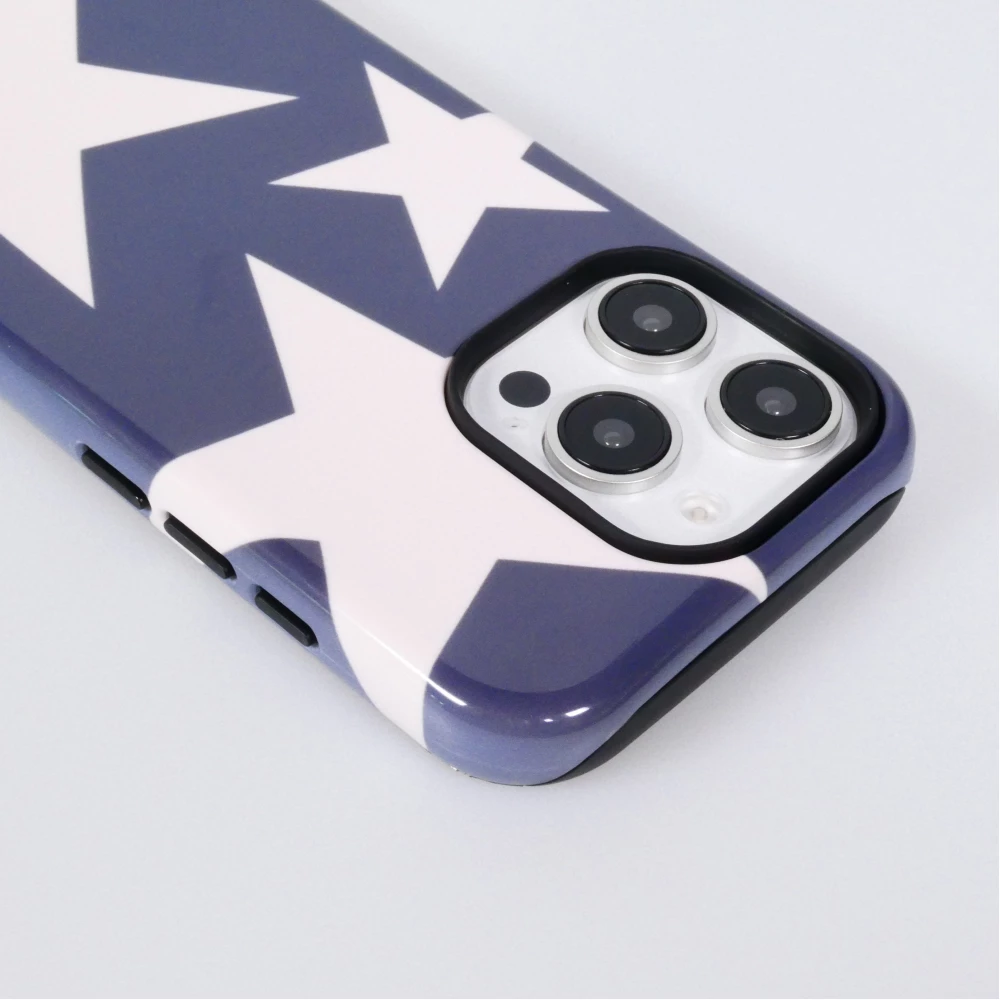 Coque iPhone 16 Pro - Star pop à motif étoiles double protection renforcée avec intérieur en silicone et extérieur en plastique rigide - Bleu