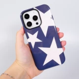 Coque iPhone 16 Pro - Star pop à motif étoiles double protection renforcée avec intérieur en silicone et extérieur en plastique rigide - Bleu