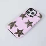 Coque iPhone 16 Pro - Star pop à motif étoiles double protection renforcée avec intérieur en silicone et extérieur en plastique rigide - Brun