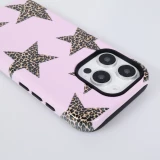 Coque iPhone 16 Pro - Star pop à motif étoiles double protection renforcée avec intérieur en silicone et extérieur en plastique rigide - Brun
