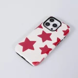 Coque iPhone 16 Pro - Star pop à motif étoiles double protection renforcée avec intérieur en silicone et extérieur en plastique rigide - Rouge