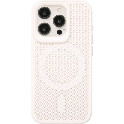 Coque iPhone 15 Pro - Ultra-légère et aérée avec look grille compatible MagSafe - Blanc