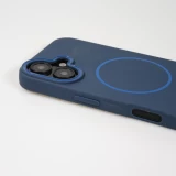 iPhone 16 Case H&uuml;lle - Silicone MagSafe Flexibel Halo Licht - Blau