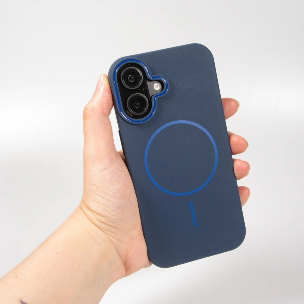 iPhone 16 Case H&uuml;lle - Silicone MagSafe Flexibel Halo Licht - Blau