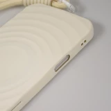 Coque iPhone 16 - Silicone Soft Touch MagSafe avec vagues et lani&egrave;re - Blanc