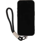 Coque iPhone 16 - Silicone Soft Touch MagSafe avec vagues et lani&egrave;re - Noir