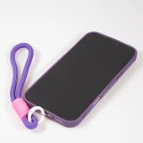 Coque iPhone 16 - Silicone Soft Touch MagSafe avec vagues et lani&egrave;re - Violet