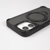 iPhone 16 Case Hülle - Transparente Minimalistische mit Drehring und Verstärkten Kanten - Schwarz