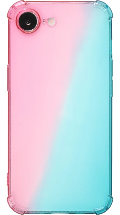 Coque iPhone 17e / 16e - Bumper Rainbow Silicone anti-choc avec bords protégés -  rose - Bleu