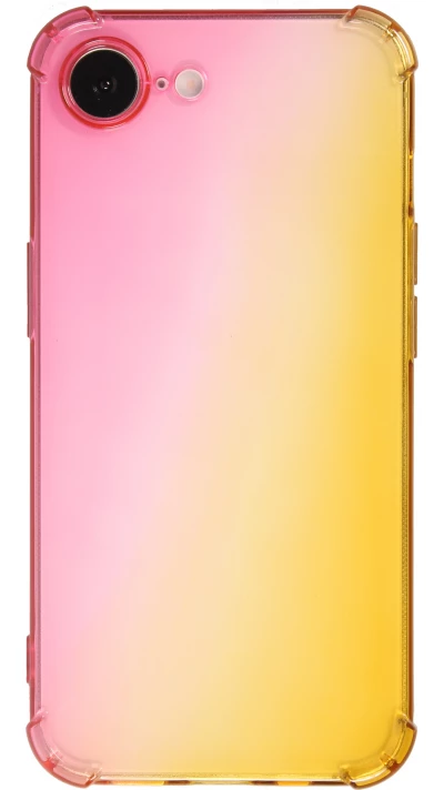 Coque iPhone 17e / 16e - Bumper Rainbow Silicone anti-choc avec bords protégés -  rose jaune