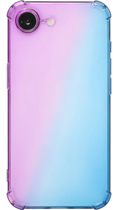 Coque iPhone 17e / 16e - Bumper Rainbow Silicone anti-choc avec bords protégés -  violet - Bleu
